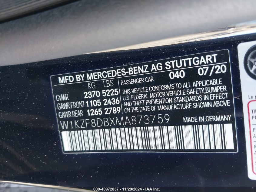 VIN W1KZF8DBXMA873759 2021 Mercedes-Benz E 350 no.9