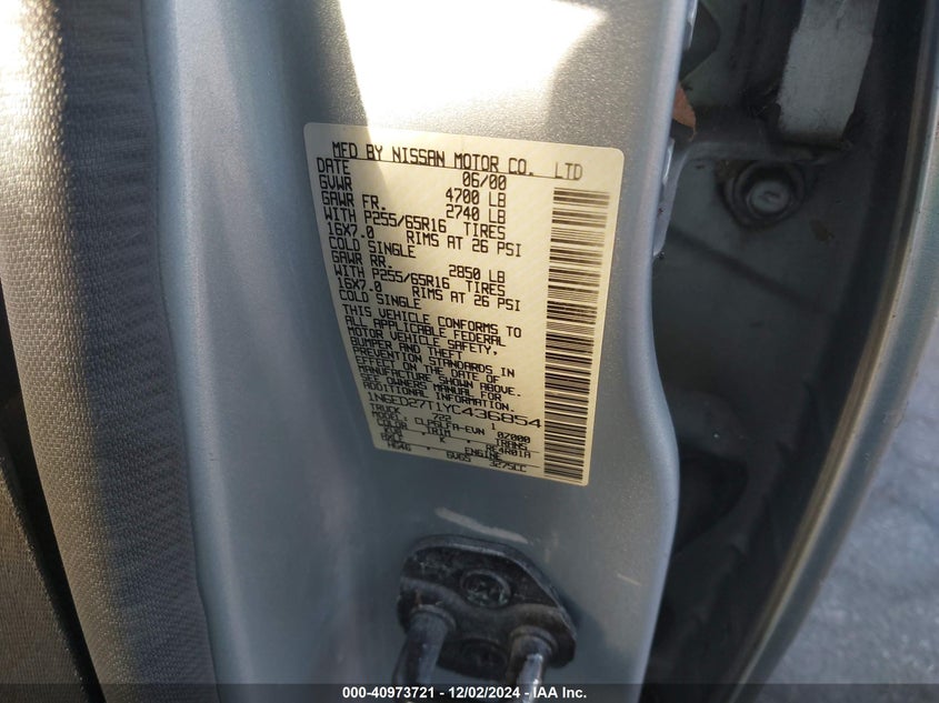 1N6ED27T1YC436854 2000 NISSAN NAVARA (FRONTIER) photo no. 9