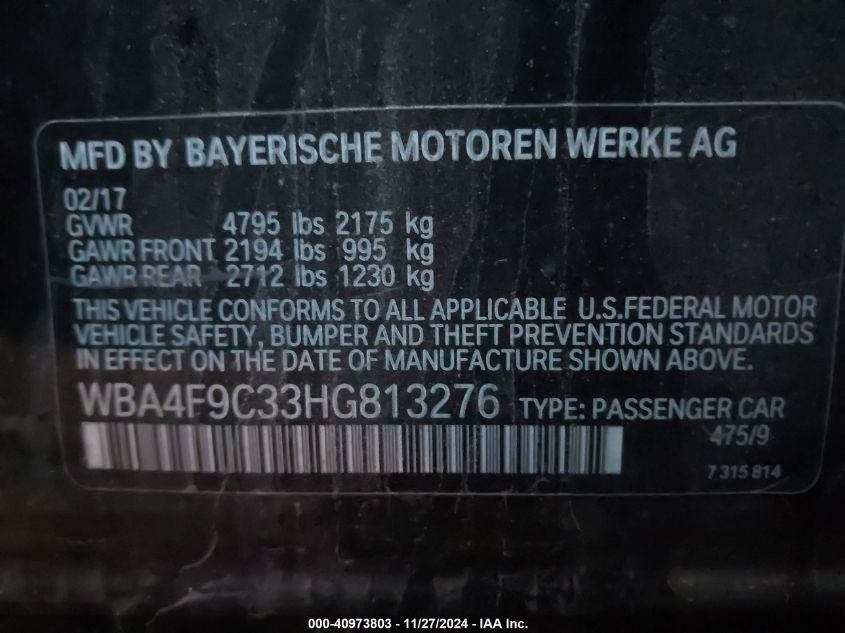 VIN WBA4F9C33HG813276 2017 BMW 430i Gran Coupe, Xdrive no.9