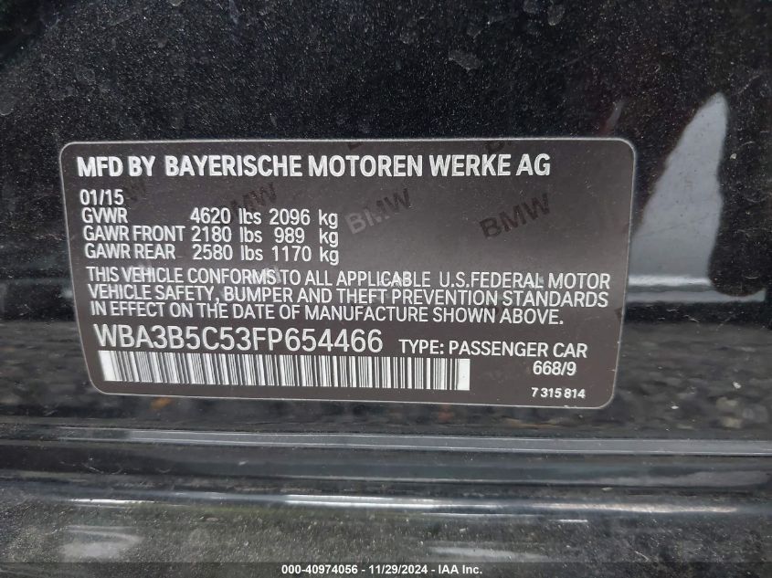 VIN WBA3B5C53FP654466 2015 BMW 3 Series, 328I Xdrive no.9