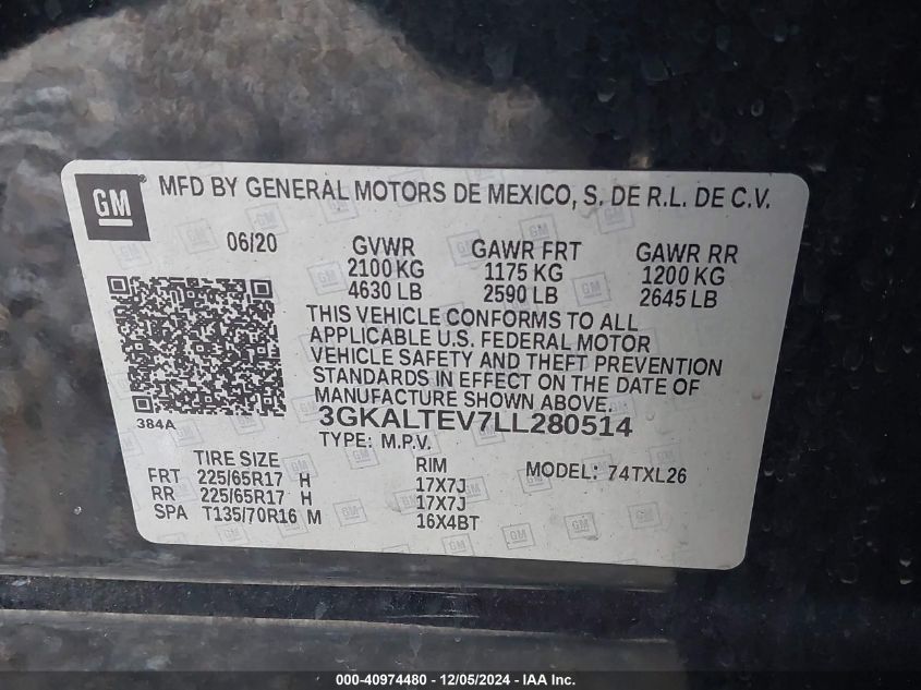 VIN 3GKALTEV7LL280514 2020 GMC TERRAIN no.9