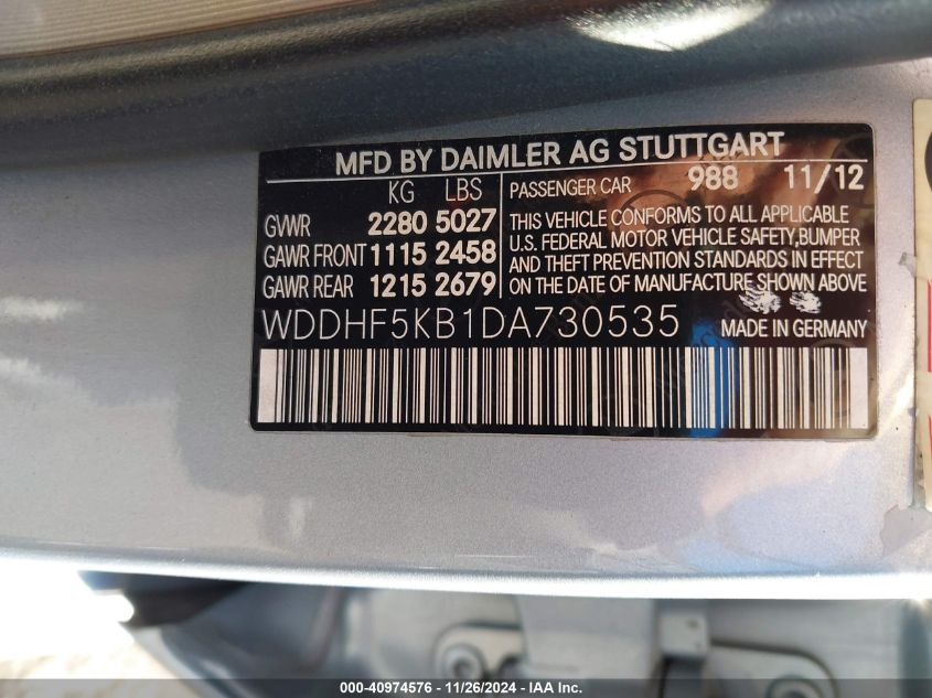 VIN WDDHF5KB1DA730535 2013 Mercedes-Benz E 350 no.9