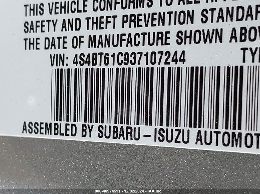 2003 Subaru Baja VIN: 4S4BT61C937107244 Lot: 40974591