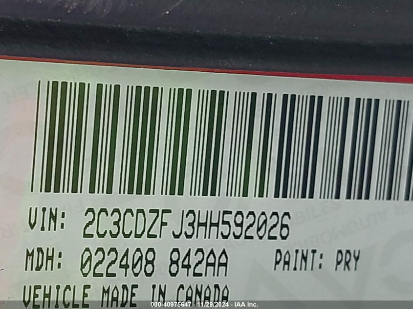 VIN 2C3CDZFJ3HH592026 2017 Dodge Challenger, T/A 392 no.9