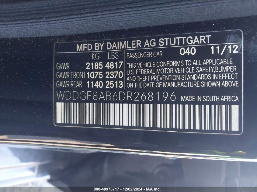 VIN WDDGF8AB6DR268196 2013 Mercedes-Benz C 300, Lux... no.9