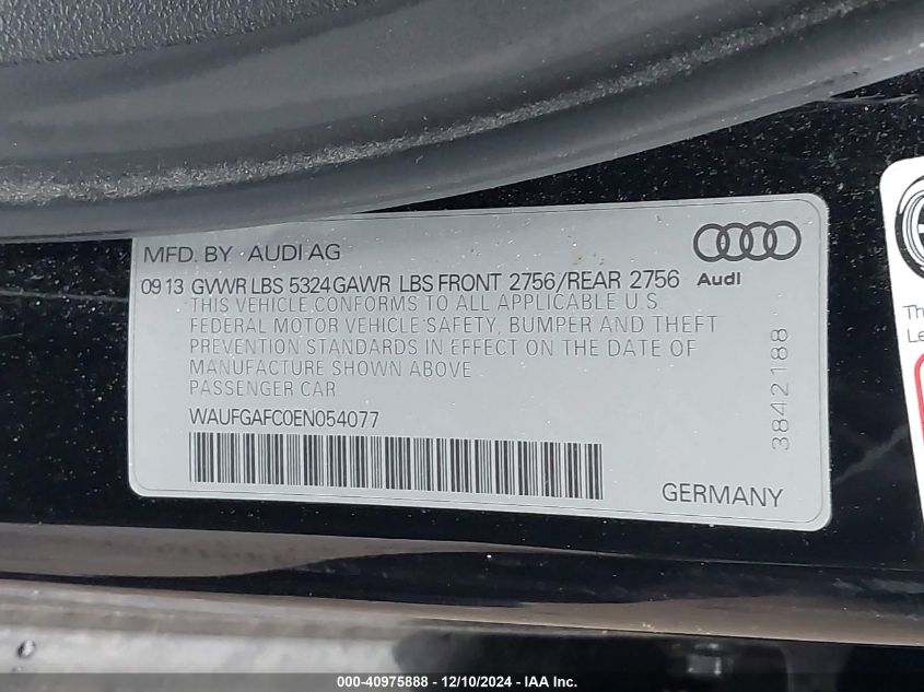 VIN WAUFGAFC0EN054077 2014 Audi A6, 3.0T Premium Plus no.9