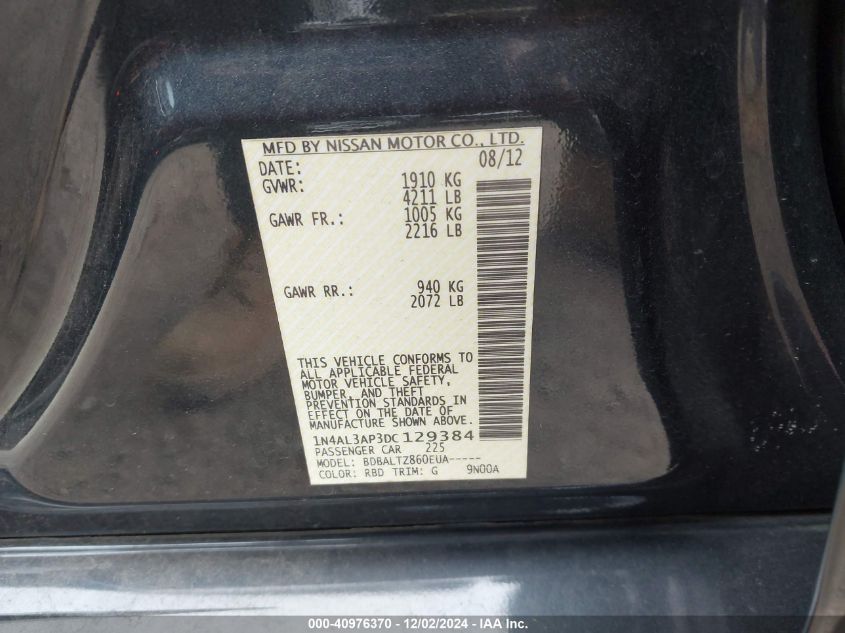 VIN 1N4AL3AP3DC129384 2013 NISSAN ALTIMA no.9