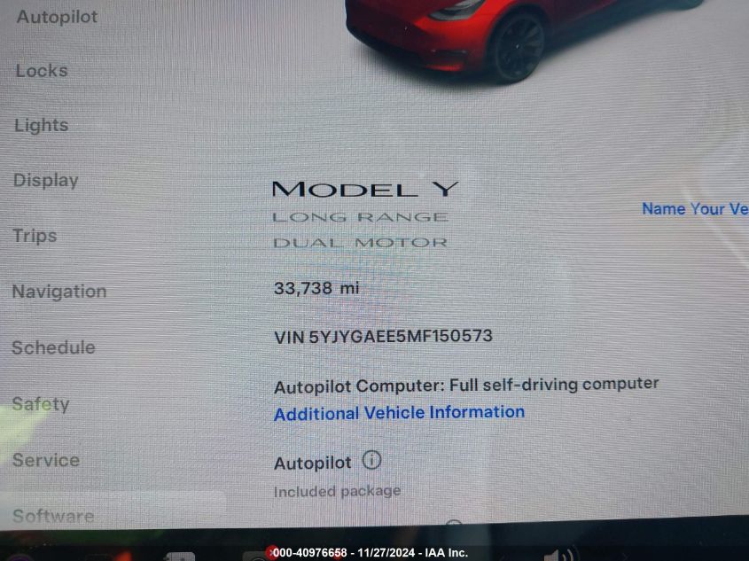 VIN 5YJYGAEE5MF150573 2021 TESLA MODEL Y no.14