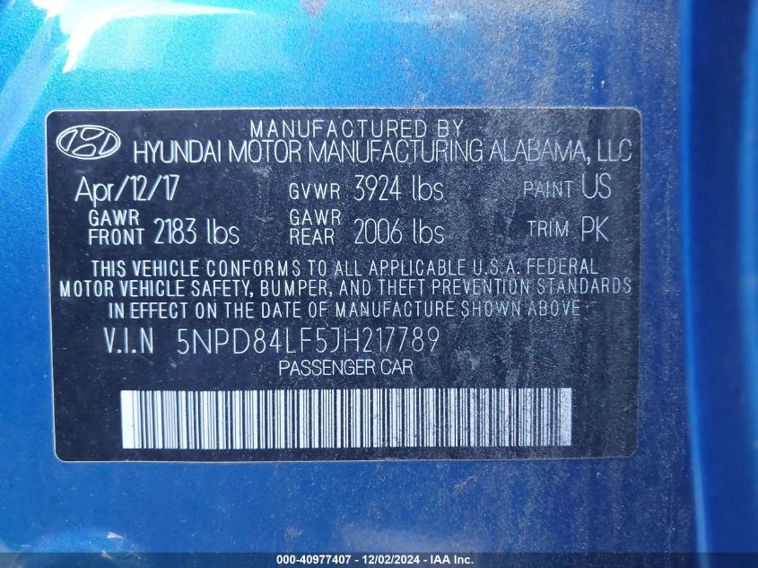 2018 HYUNDAI ELANTRA SEL - 5NPD84LF5JH217789