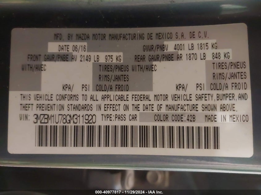 2016 MAZDA MAZDA3 I SPORT - 3MZBM1U78GM311920