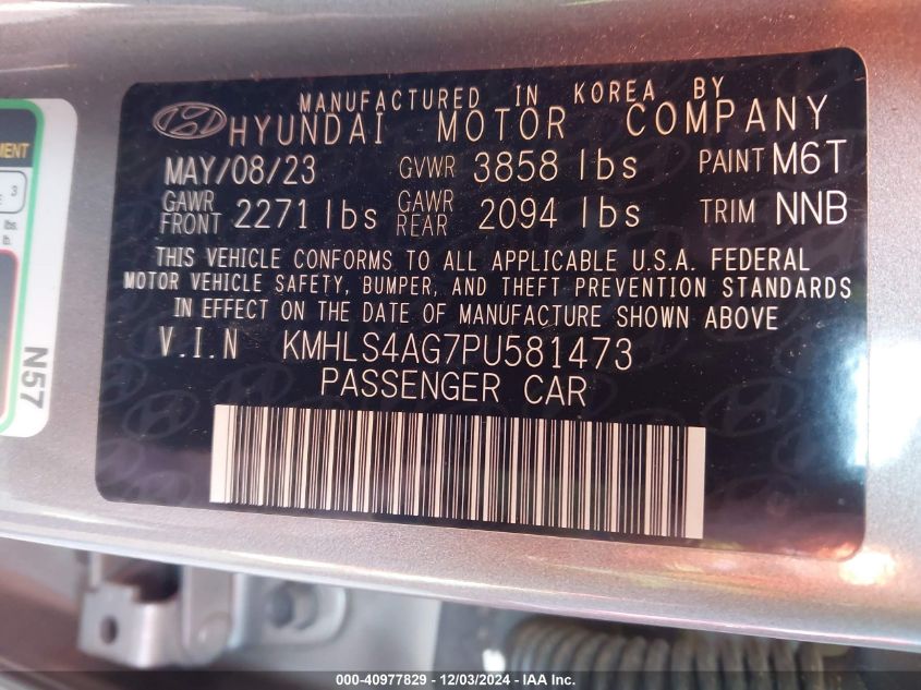 VIN KMHLS4AG7PU581473 2023 HYUNDAI ELANTRA no.9