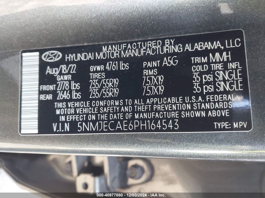 VIN 5NMJECAE6PH164543 2023 HYUNDAI TUCSON no.9