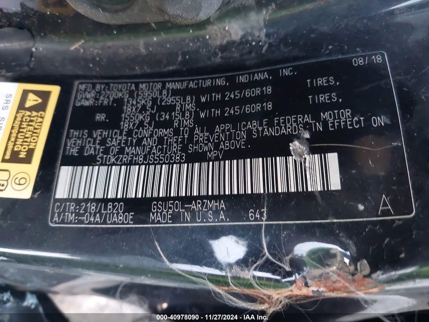 2018 TOYOTA HIGHLANDER SE/XLE - 5TDKZRFH8JS550383