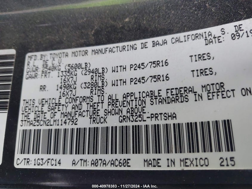 2020 TOYOTA TACOMA SR5 V6 - 3TMAZ5CN2LM114792