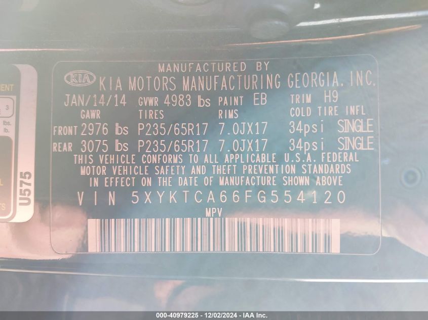 2015 KIA SORENTO LX - 5XYKTCA66FG554120