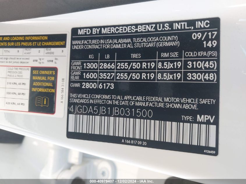 2018 MERCEDES-BENZ GLE 350 - 4JGDA5JB1JB031500