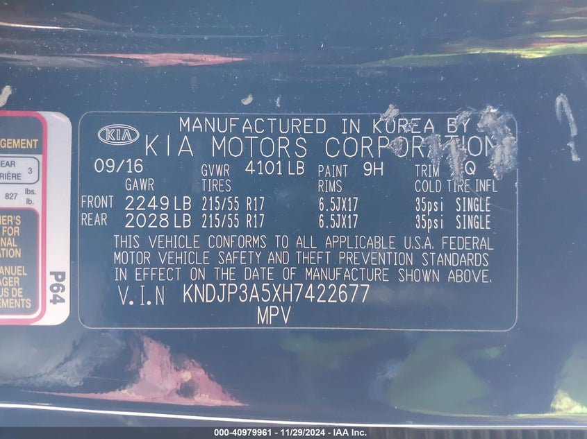 2017 KIA SOUL VIN: KNDJP3A5XH7422677