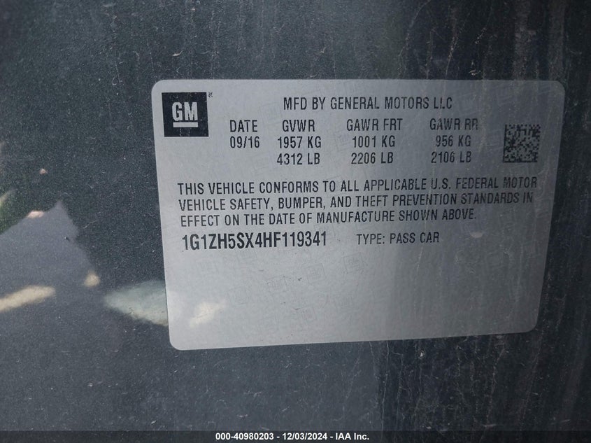 2017 CHEVROLET MALIBU PREMIER - 1G1ZH5SX4HF119341