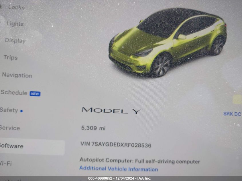 VIN 7SAYGDEDXRF028536 2024 Tesla Model Y, Long Rang... no.7