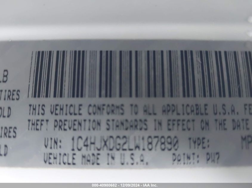 VIN 1C4HJXDG2LW187890 2020 Jeep Wrangler, Unlimited... no.9