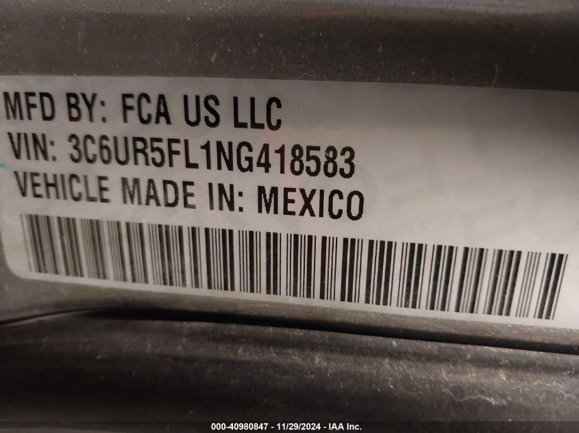 2022 RAM 2500 VIN: 3C6UR5FL1NG418583
