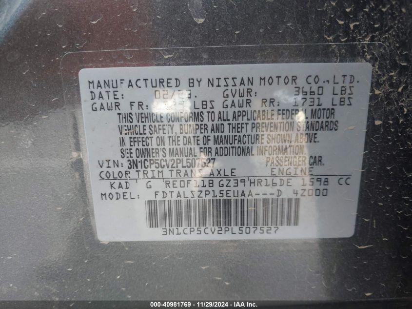 VIN 3N1CP5CV2PL507527 2023 Nissan Kicks, Sv Xtronic... no.9