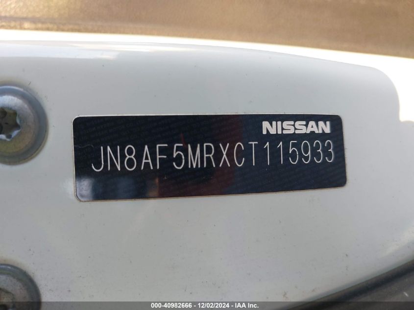 2012 Nissan Juke Sl VIN: JN8AF5MRXCT115933 Lot: 40982666