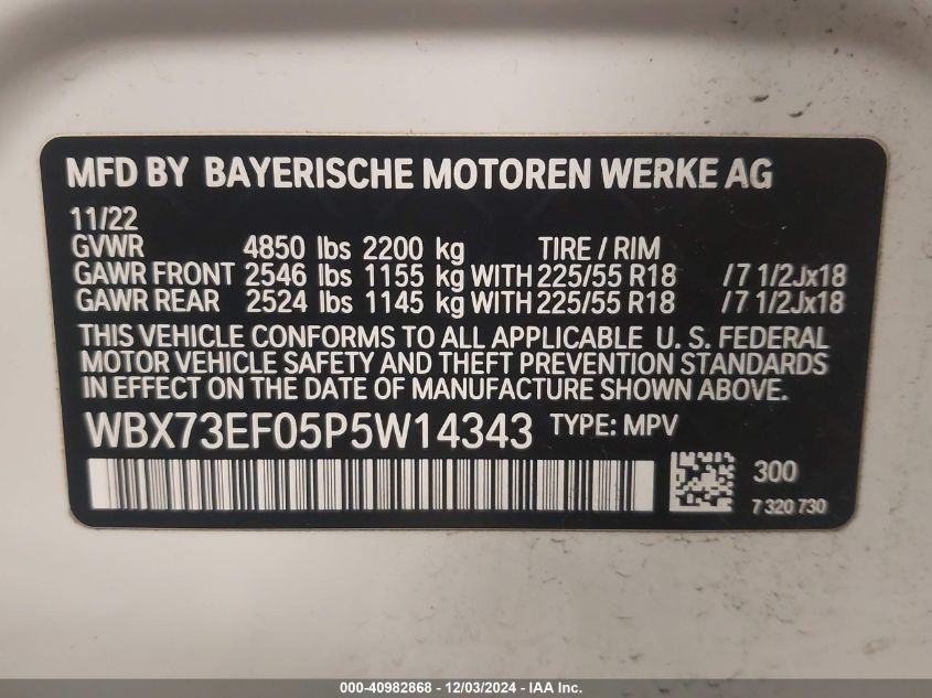 VIN WBX73EF05P5W14343 2023 BMW X1, Xdrive28I no.9