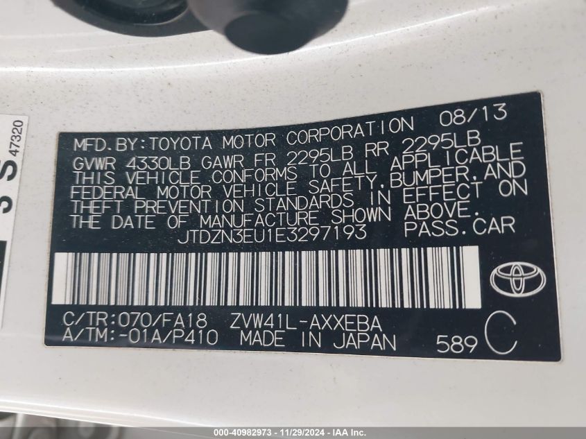 VIN JTDZN3EU1E3297193 2014 Toyota Prius, V Two no.9