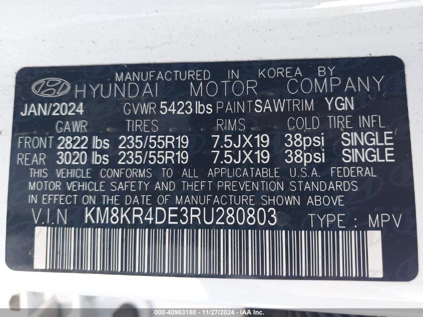 VIN KM8KR4DE3RU280803 2024 Hyundai Ioniq 5, Limited no.9