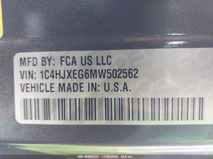 VIN 1C4HJXEG6MW502562 2021 JEEP WRANGLER UNLIMITED no.9