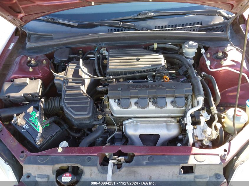 2003 Honda Civic Lx VIN: JHMES16553S001905 Lot: 40984251