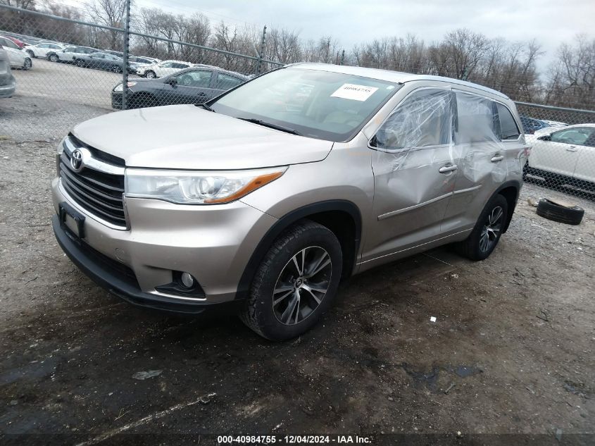 VIN 5TDJKRFH7GS227239 2016 Toyota Highlander, Xle V6 no.2