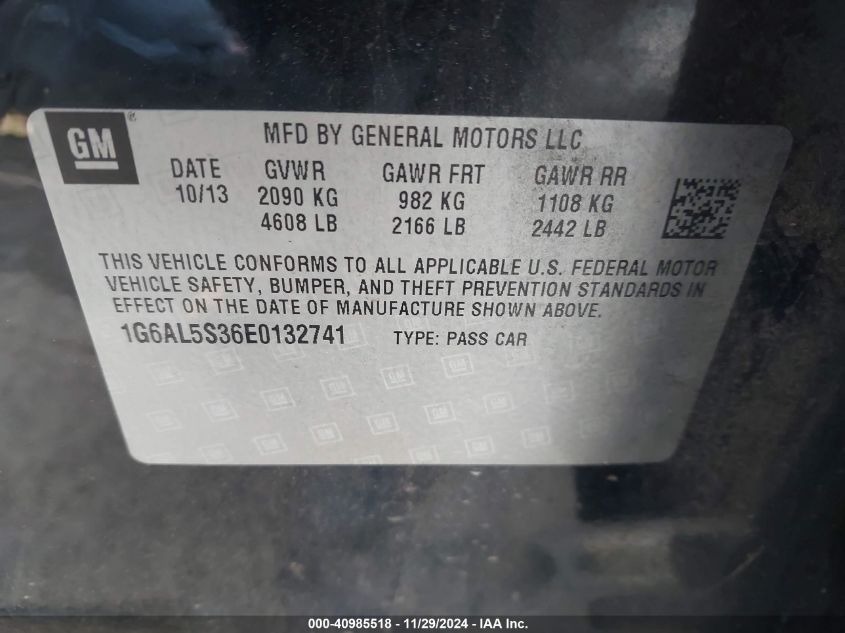 VIN 1G6AL5S36E0132741 2014 CADILLAC ATS no.9