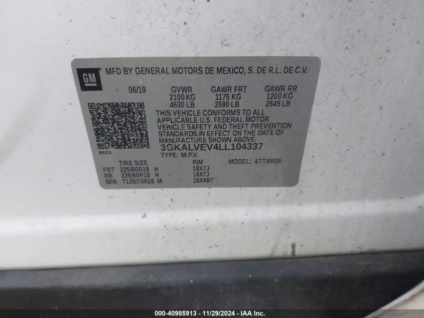 VIN 3GKALVEV4LL104337 2020 GMC TERRAIN no.9