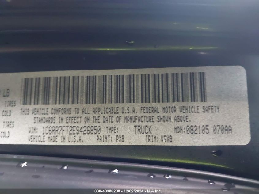 VIN 1C6RR7FT2ES426850 2014 RAM 1500, Express no.9