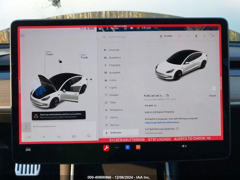 2020 TESLA MODEL 3 STANDARD RANGE PLUS REAR-WHEEL DRIVE/STANDARD RANGE REAR-WHEEL DRIVE - 5YJ3E1EA6LF709009