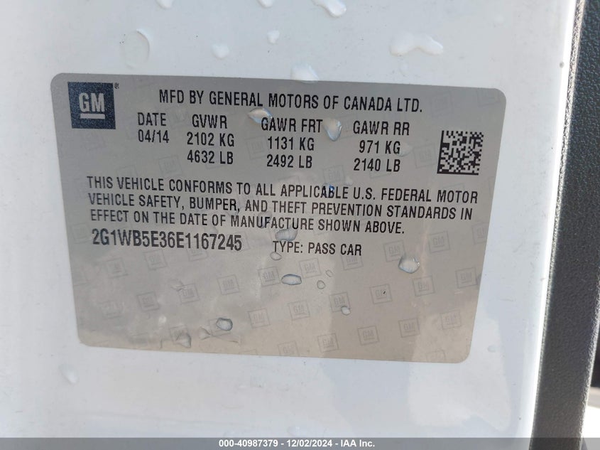 2014 CHEVROLET IMPALA LIMITED LT - 2G1WB5E36E1167245