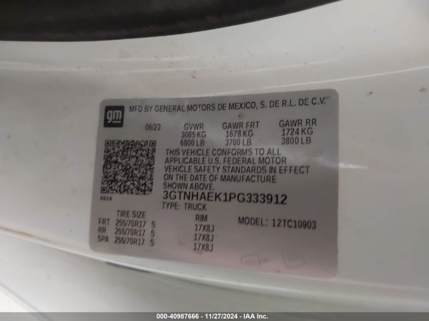 VIN 3GTNHAEK1PG333912 2023 GMC Sierra, 1500 2Wd  Lo... no.9