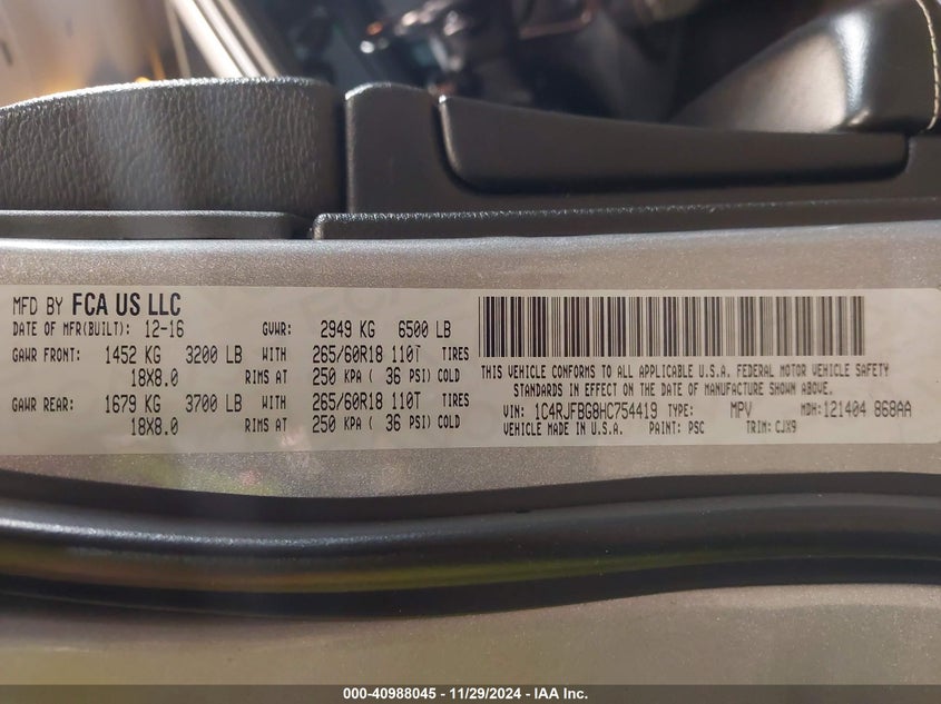 2017 JEEP GRAND CHEROKEE LIMITED 4X4 - 1C4RJFBG8HC754419