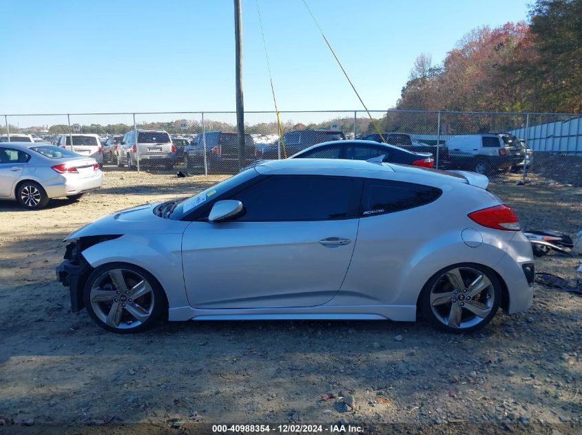 2014 Hyundai Veloster Turbo W/Blue VIN: KMHTC6AE5EU182629 Lot: 40988354