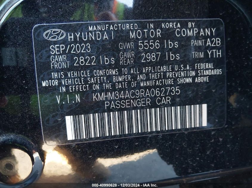 2024 Hyundai Ioniq 6 Sel VIN: KMHM34AC9RA062735 Lot: 40990628