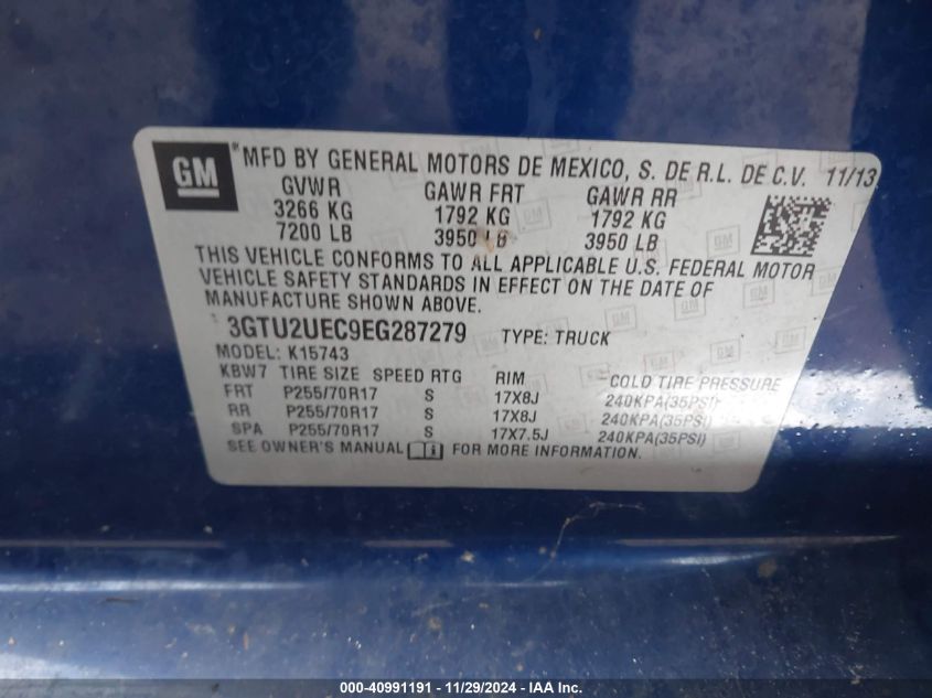 VIN 3GTU2UEC9EG287279 2014 GMC SIERRA 1500 no.9