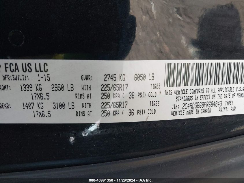 VIN 2C4RDGBG8FR684843 2015 DODGE GRAND CARAVAN no.9