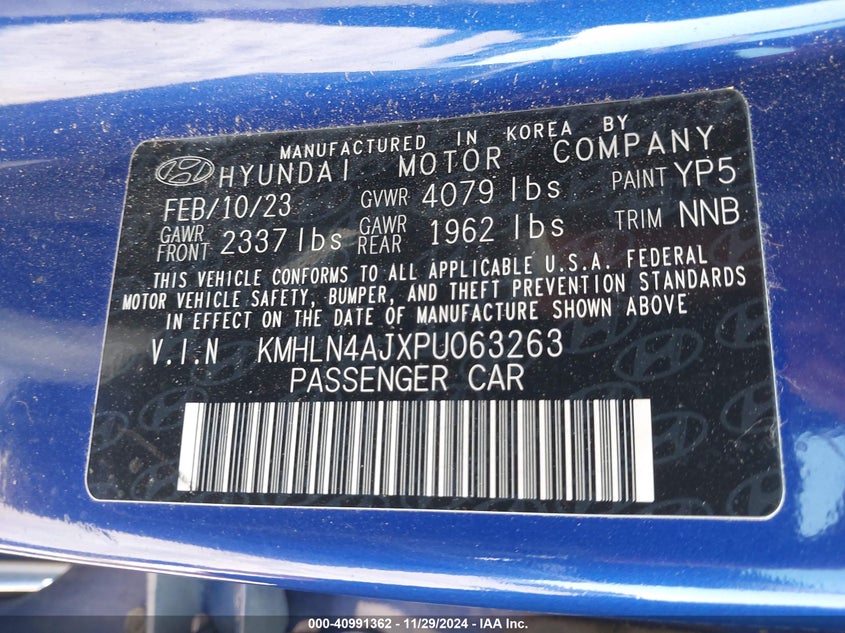 2023 HYUNDAI ELANTRA HYBRID VIN: KMHLN4AJXPU063263