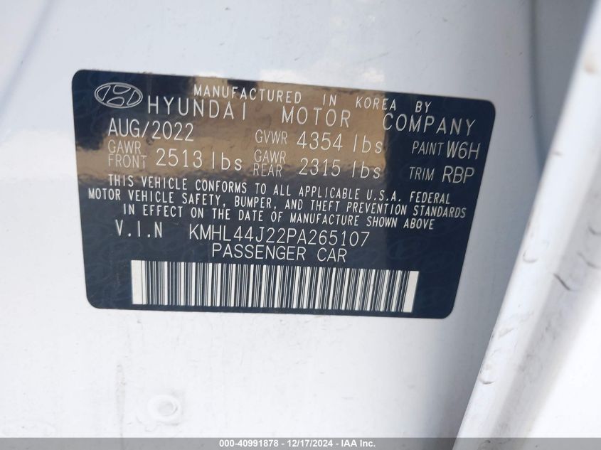 VIN KMHL44J22PA265107 2023 Hyundai Sonata, Sel Plus no.9