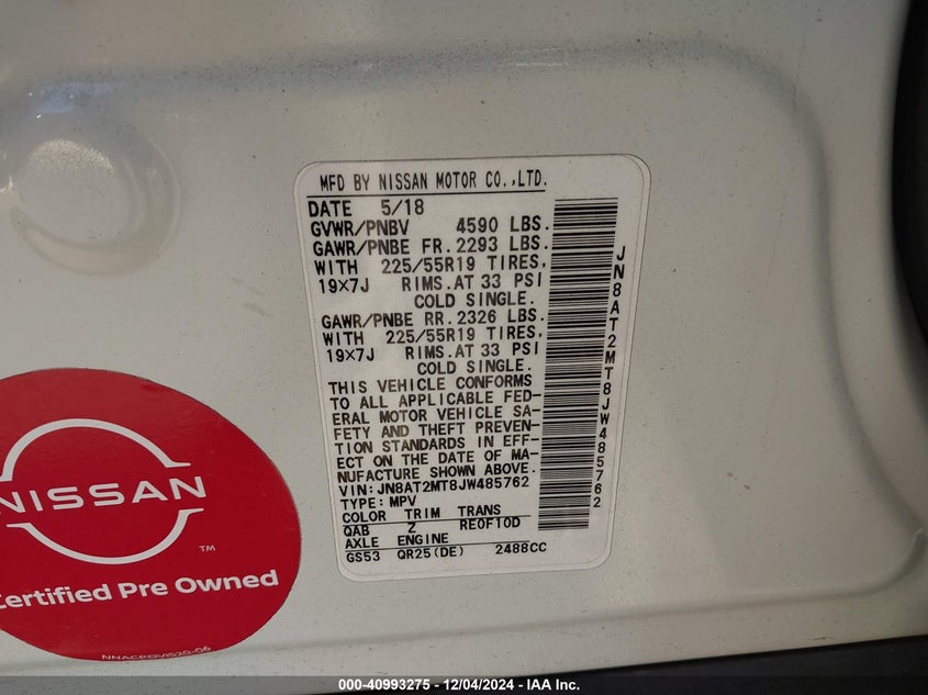 2018 NISSAN ROGUE SL - JN8AT2MT8JW485762