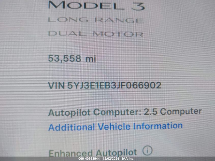 VIN 5YJ3E1EB3JF066902 2018 Tesla Model 3, Long Rang... no.15