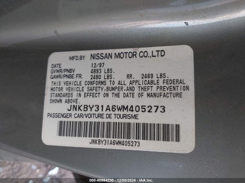 1995 Infiniti J30 VIN: JNKAY21D9SM220130 Lot: 41417809