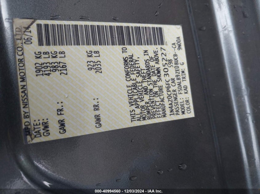 2015 NISSAN LEAF S - 1N4AZ0CP6FC305227